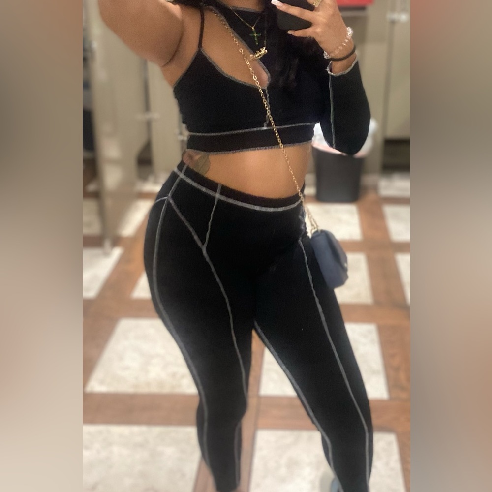 ASYMMETRICAL BLACK PANT TWO PIECE